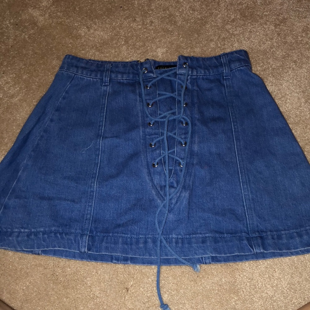 Jean mini tie skirt